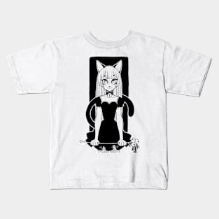 Black Cat Girl Kids T-Shirt